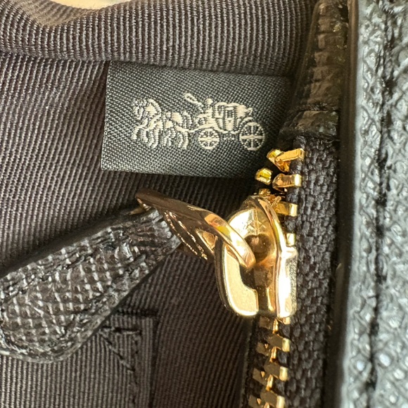 Coach Surrey Carryall Black Satchel w/ Ostrich Embossed Teal Leather Handles - Picture 13 of 15